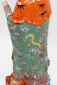 A Chinese Export Enameled Porcelain Figure of Guanyin