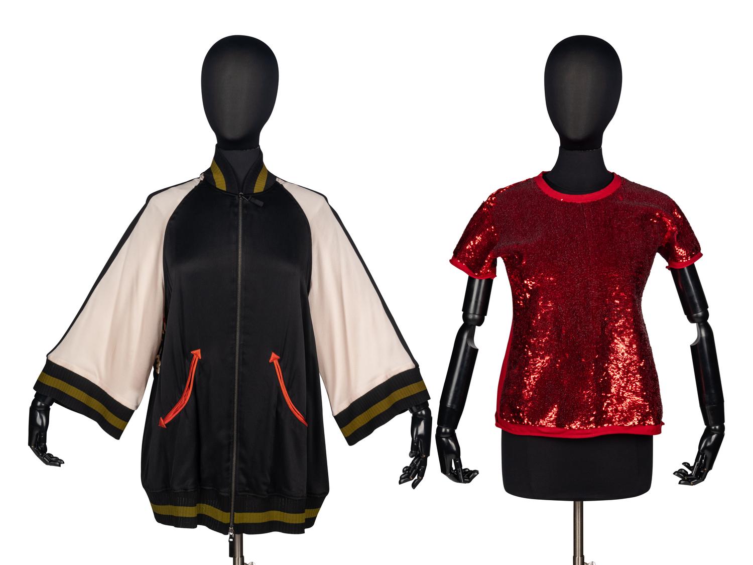 Designer Silk Bomber Jacket & Sequin T-Shirt