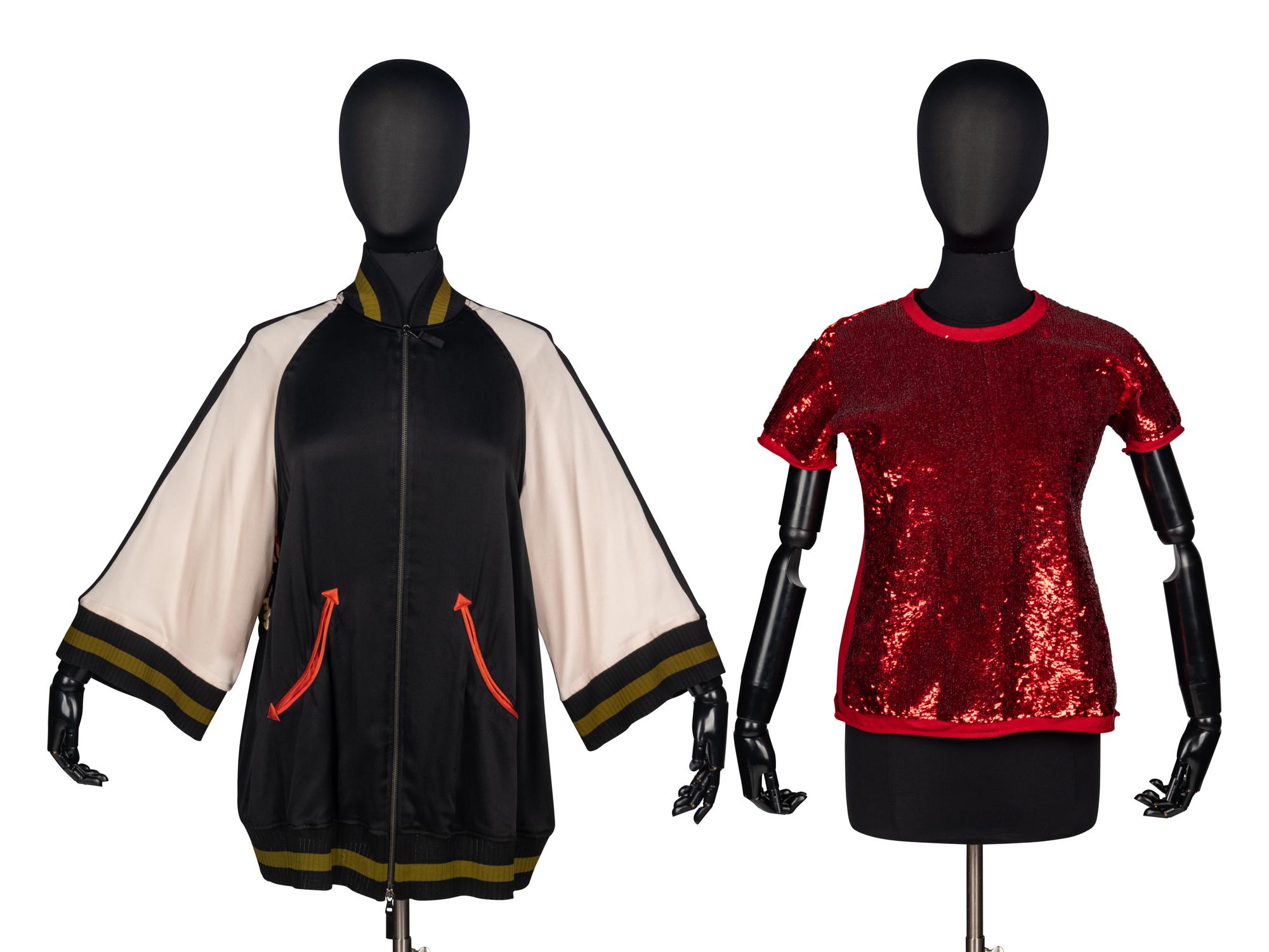 Designer Silk Bomber Jacket & Sequin T-Shirt
