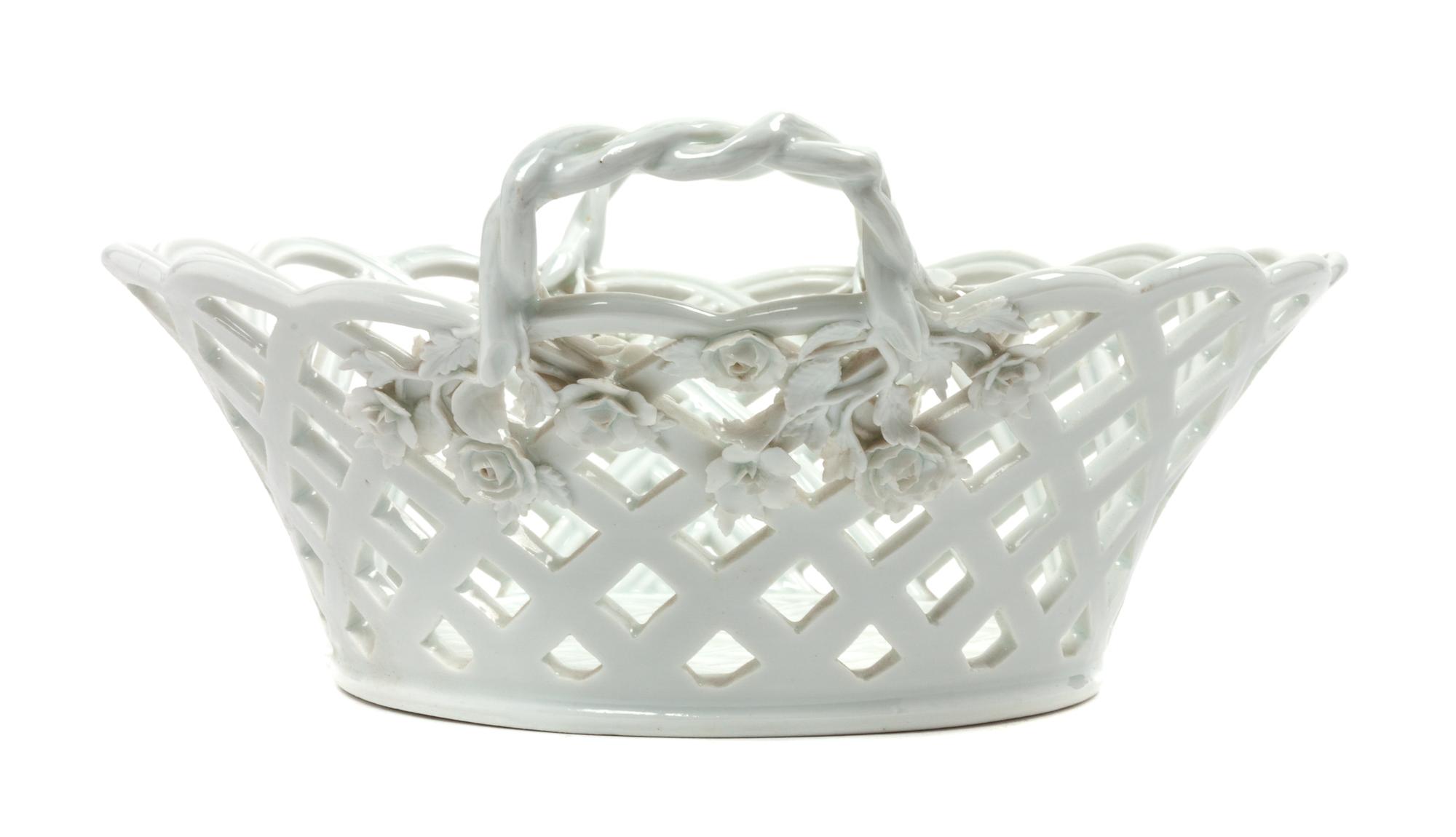 A Meissen Blanc de Chine Porcelain Reticulated Basket Width 11 1/2 inches. — 19TH/20TH CENTURY