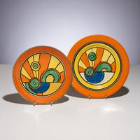 Clarice Cliff (English, 1899–1972) — Two Sliced Circle pattern Platters
