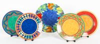 Fourteen Miscellaneous Porcelain Plates by Laure Japy, France Diameter of largest 12 inches.