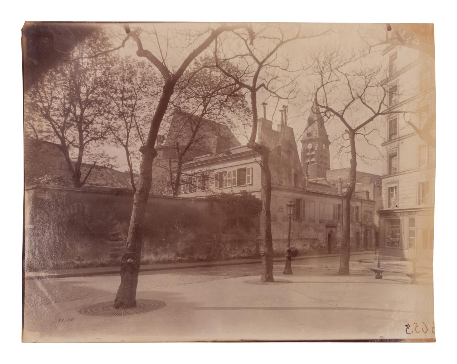 A group of five photographs depicting Paris ( Les Archives - rue des Francs Bourgeois , 1899-1900; Annexe de l'Hôtel Dieu, rue de la Bucherie, cour Saint Julien , 1902-1903; H ô tel de Chanac [cour], 127 rue de Grenelle , 1907; Saint-M é dard, 1926; Avenue de l'Observatoire , 1899-1900)