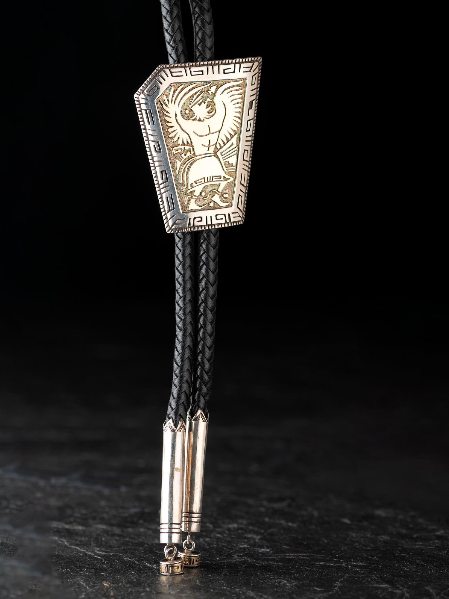 Sterling Silver and 14K Gold Eagle Dancer Bolo Tie