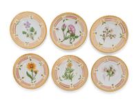 A Set of Six Royal Copenhagen Flora Danica Butter Pats