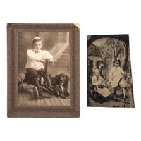 [BICYCLES]. A group of early photographs of cyclists, including children with tricycles, wagons, and riding toys.