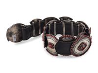 Sterling Silver and Coral Cluster Conch Belt