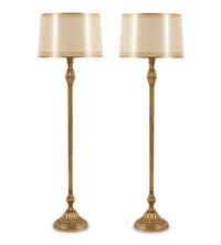 A Pair of Ebanista Emelio Giltwood Floor Lamps