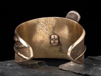Tufa Cast 14K Gold and Lander Blue Turquoise Cuff Bracelet