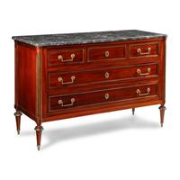 A Directoire Brass Mounted Mahogany and Marble-Top Commode