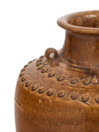 A Chinese Brown Glazed Stoneware Storage Jar and a Japanese Flambé Porcelain Jar
