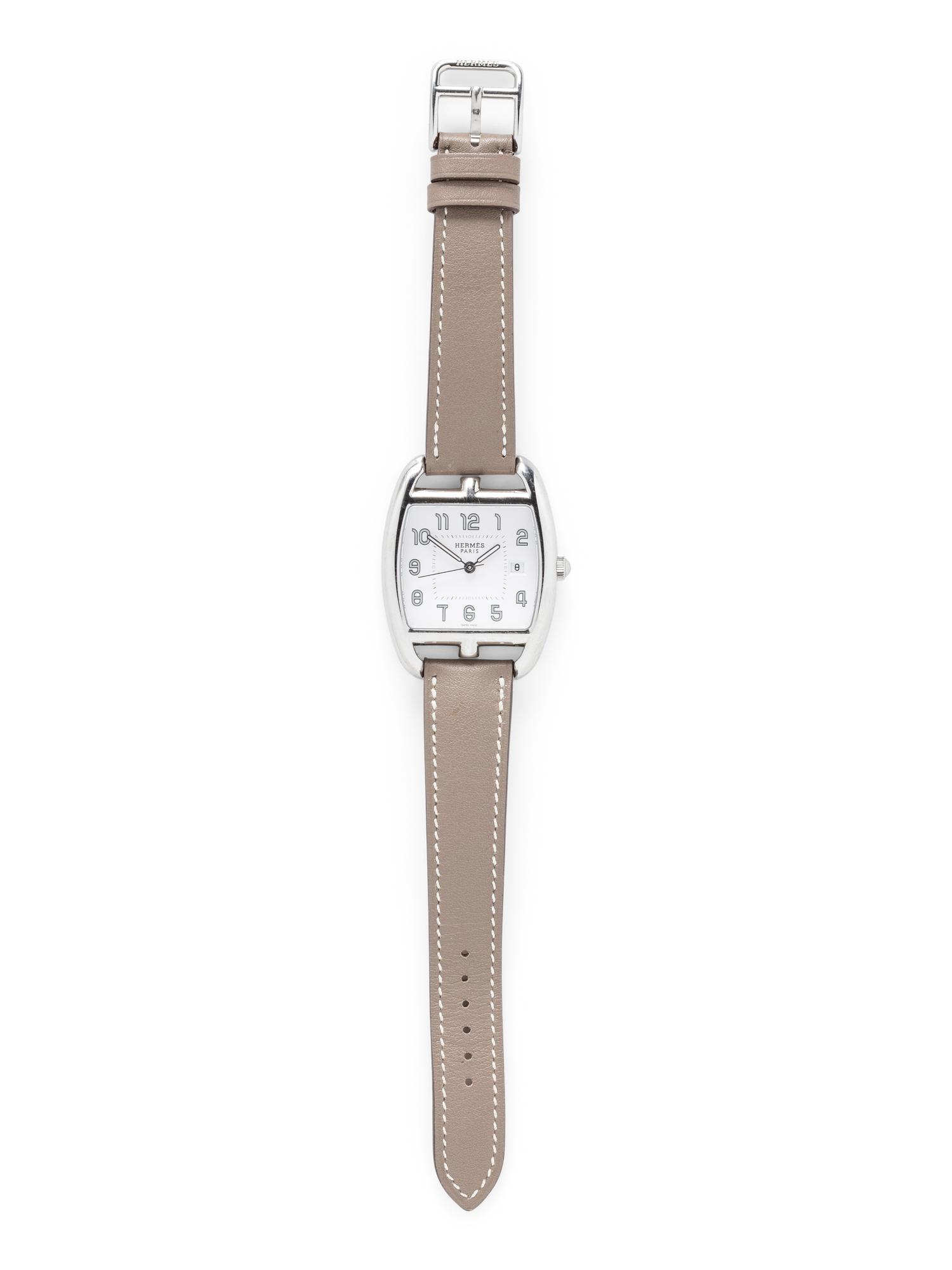 HERMÈS, REF. CT1.710 STAINLESS STEEL 'CAPE COD TONNEAU' WATCH