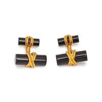 TIFFANY & CO., YELLOW GOLD AND ONYX CUFFLINKS