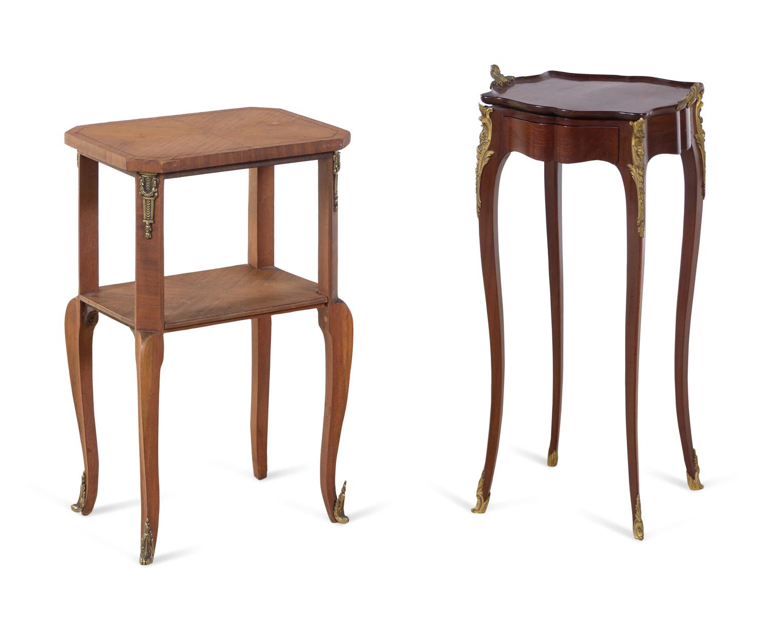 Two Gilt Metal Mounted End Tables