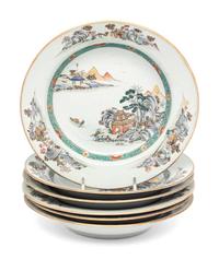 A Set of Six Chinese Export Porcelain Soup Plates