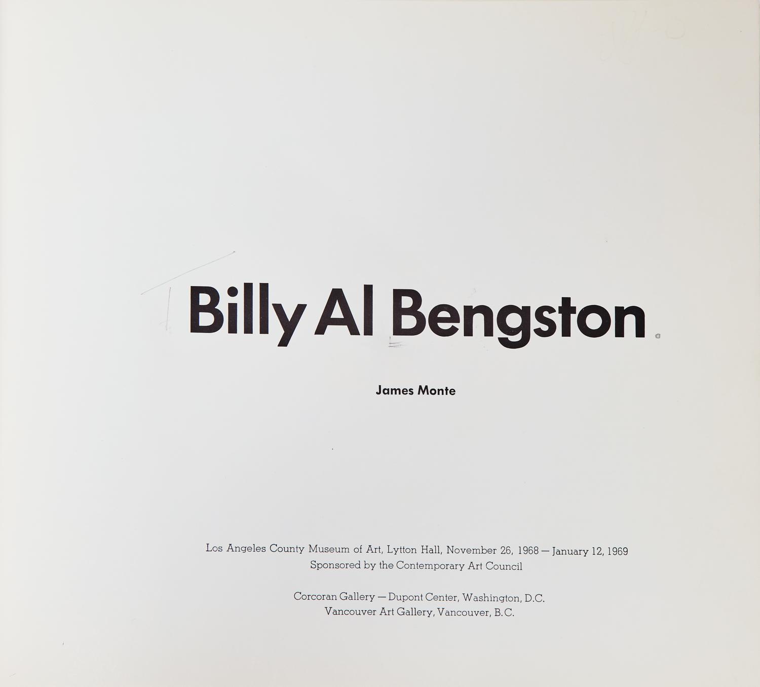 [Art] [Ruscha, Ed] Monte, James. Billy Al Bengston