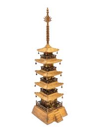 A Chinese Gilt-Metal Model of a Pagoda