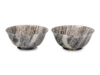 A Pair of Grey and White Jade Bowls