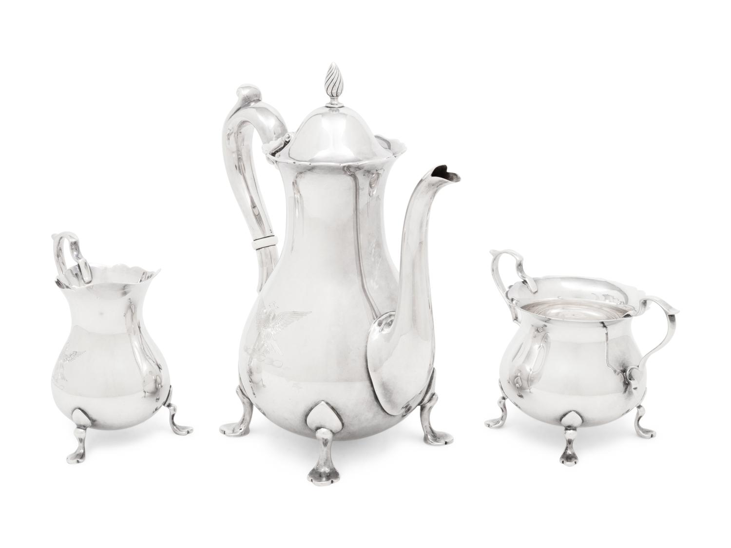 An American Silver Three-Piece Coffee Service