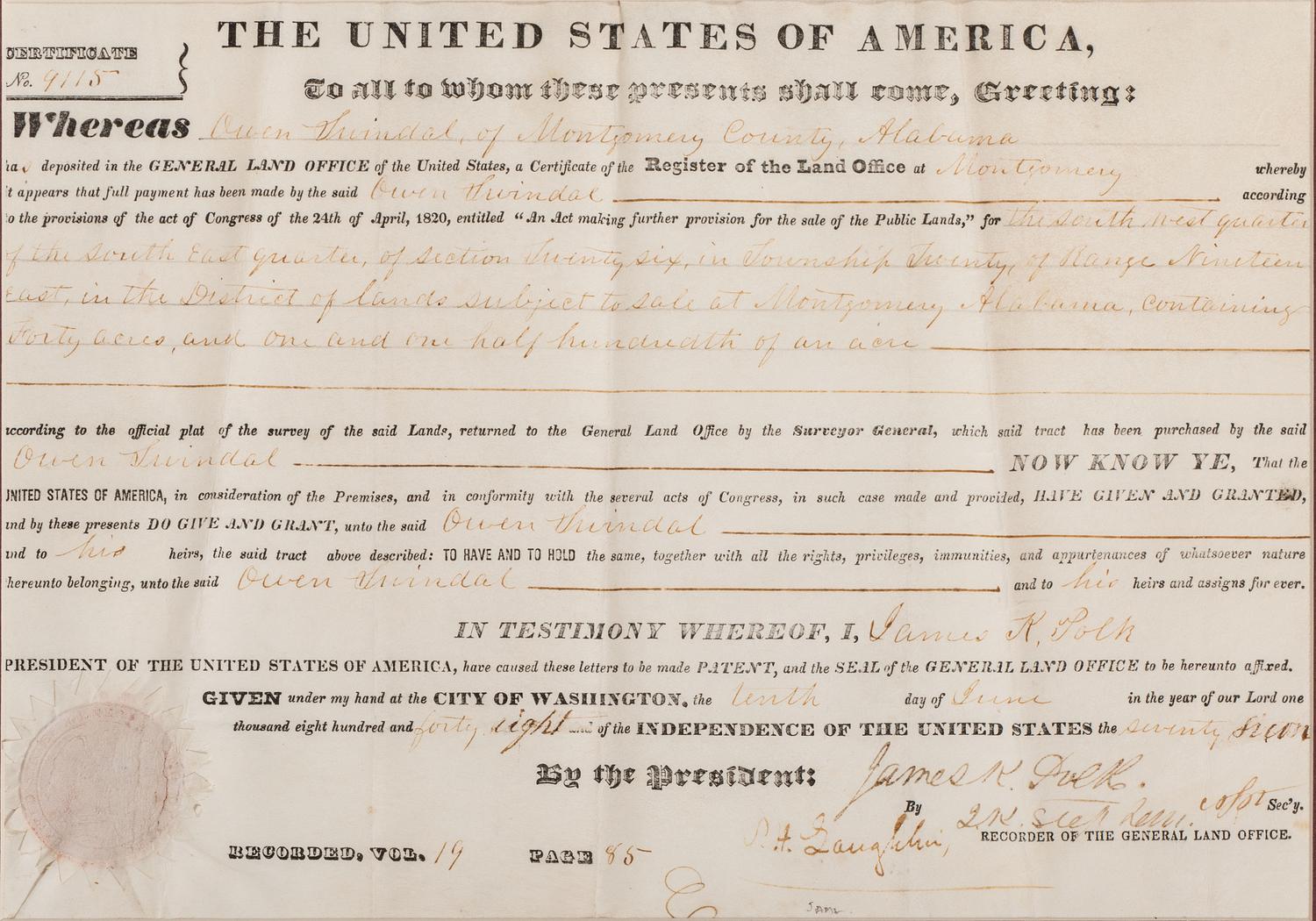 [POLK, James K. (1795-1849) -- PIERCE, Franklin (1804-1869) -- VAN BUREN, Martin (1782-1862).]