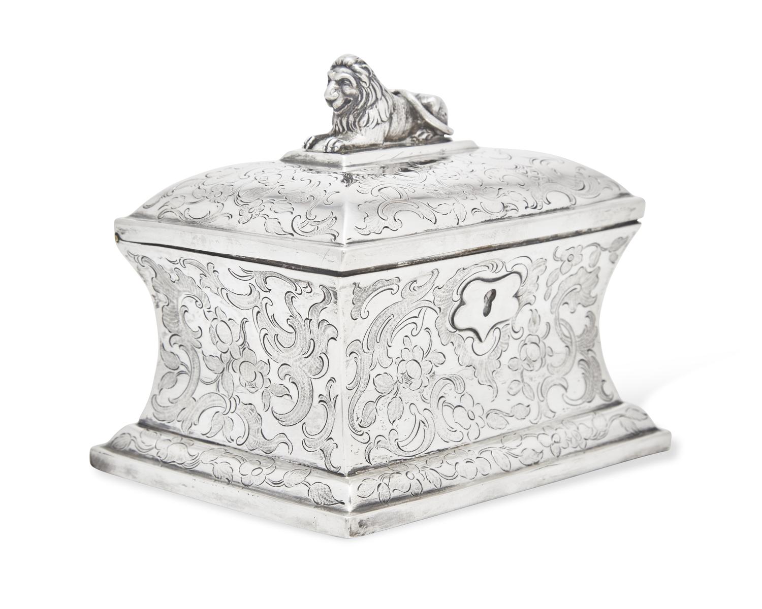 An Austrian silver tea caddy, Josef Reiner, Vienna, Austria, 1849