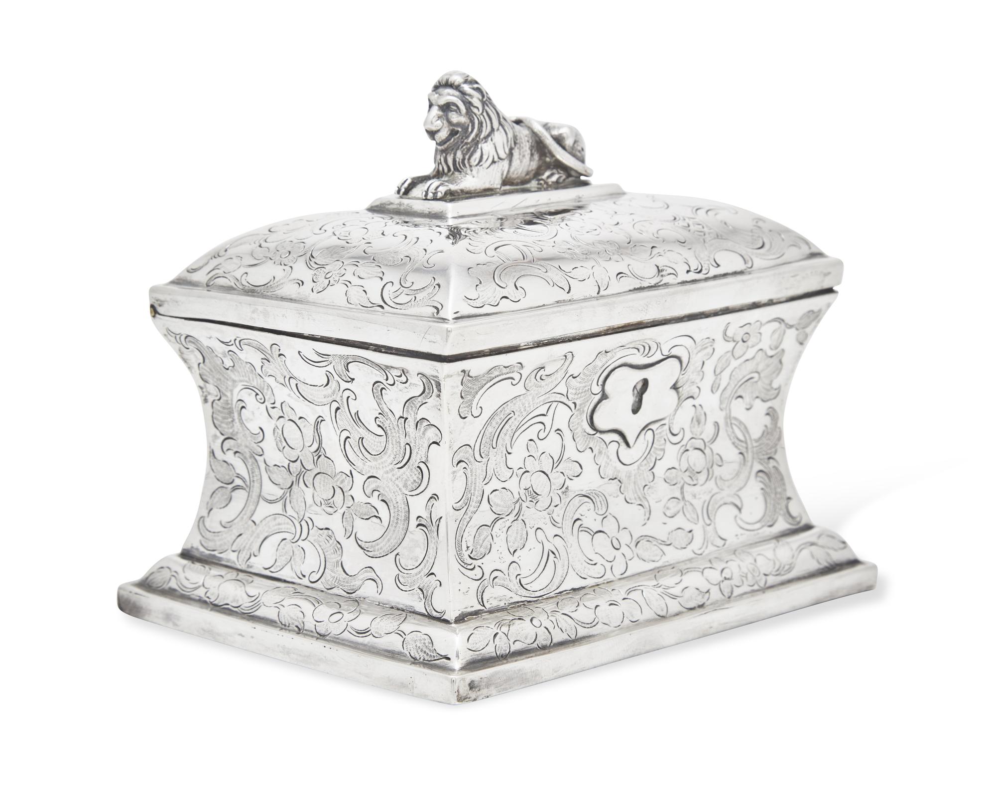 An Austrian silver tea caddy, Josef Reiner, Vienna, Austria, 1849