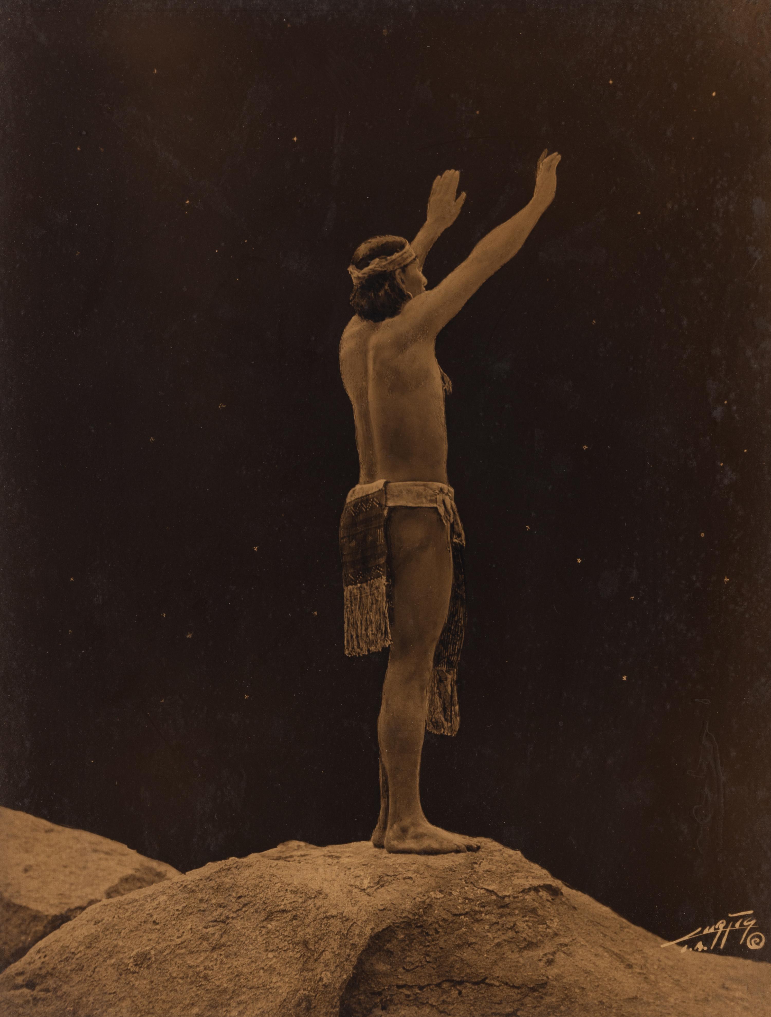 CURTIS, Edward (1868-1952). Prayer to the Stars. Orotone.