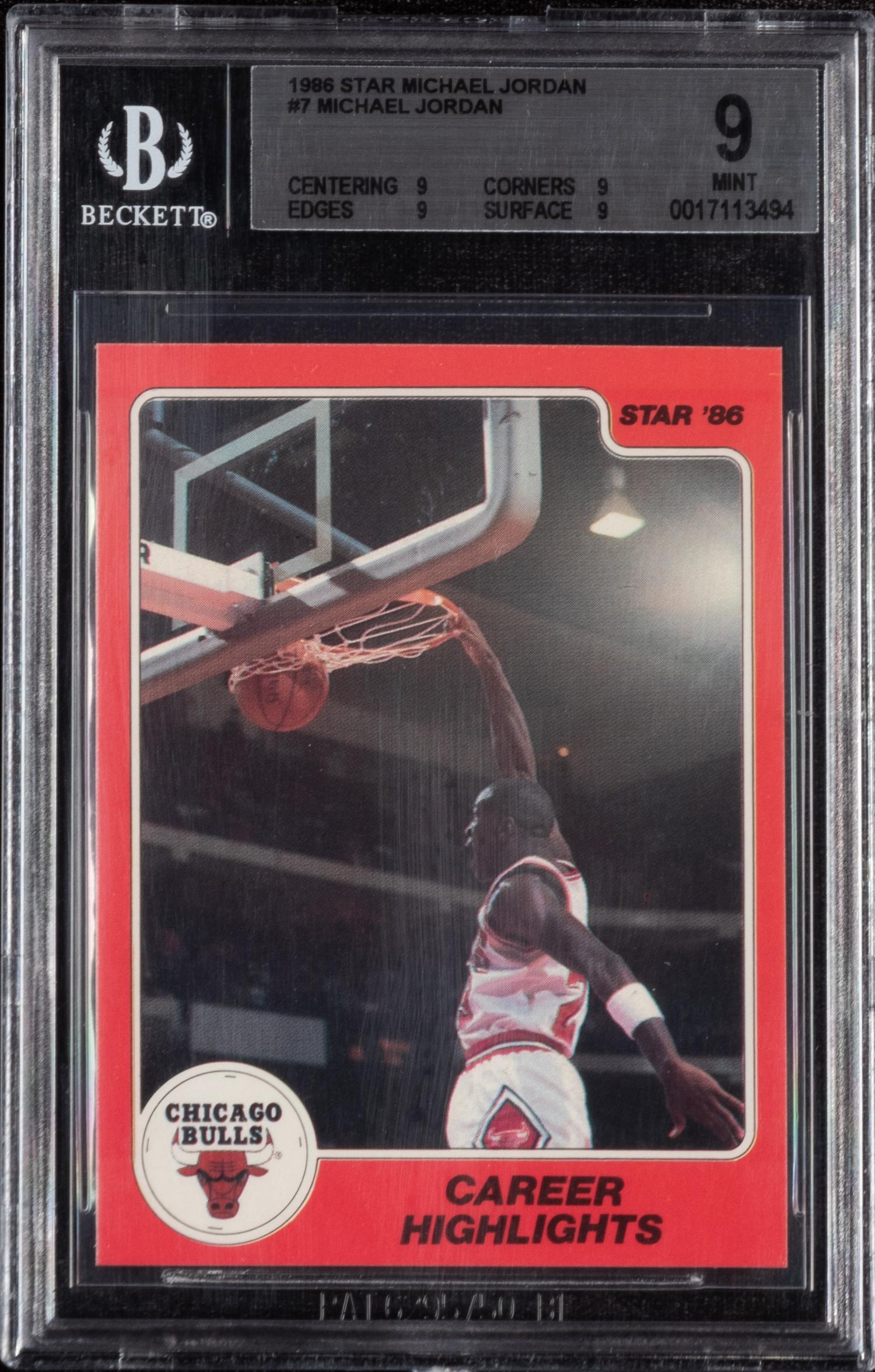 A 1986 Michael Jordan Star Set Career Highlights Card No. 7 (BGS 9 MINT)
