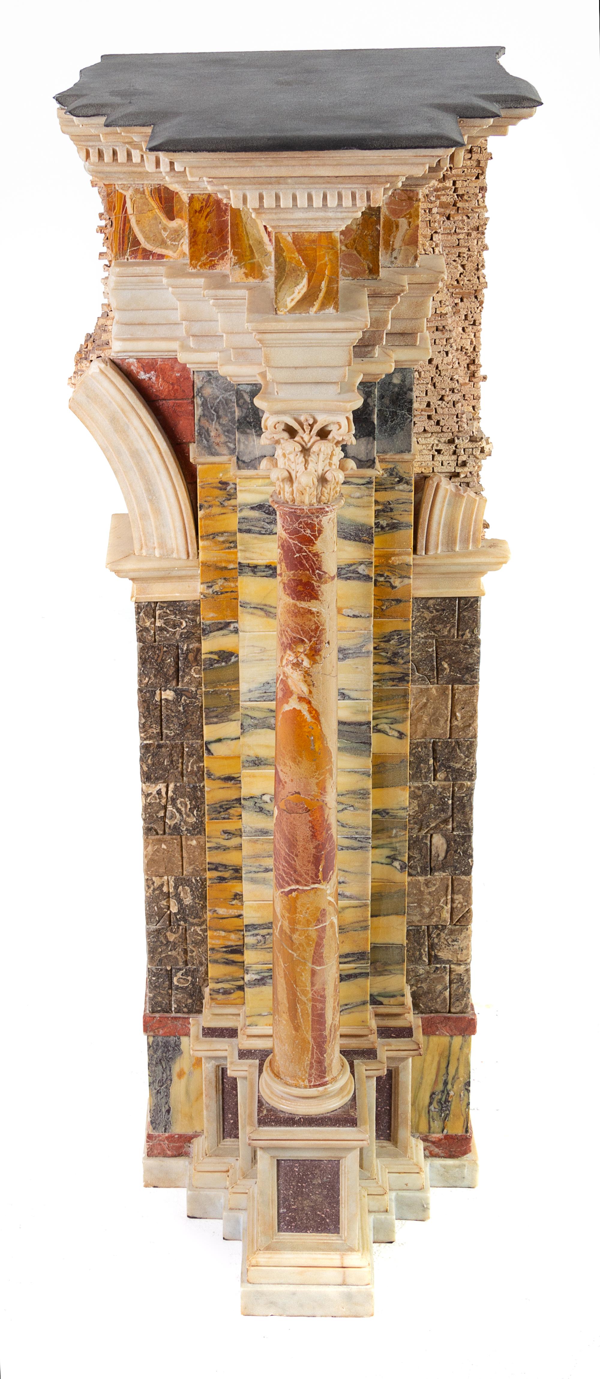 A Large Grand Tour Marble Model of Ruins Height 39 x width 13 1/4 x depth 12 inches. — LATE 19TH CENTURY