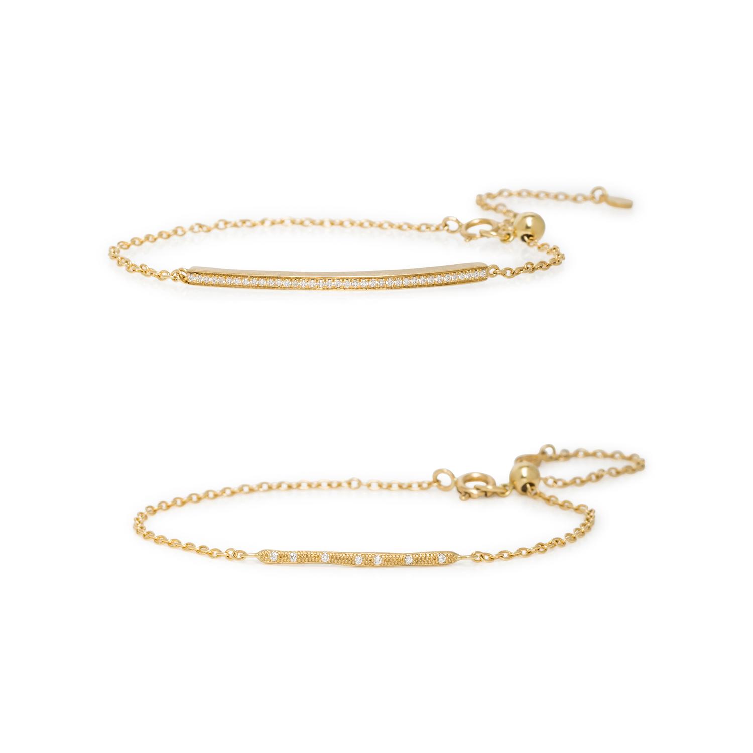 PAIR OF YELLOW GOLD AND DIAMOND BRACELETS