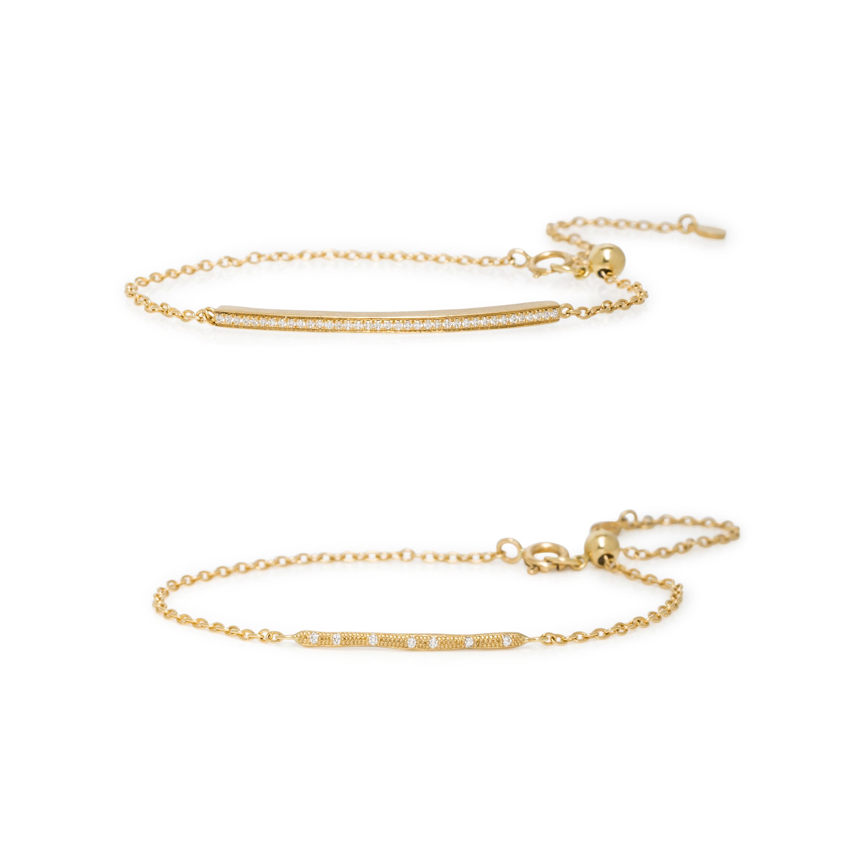 PAIR OF YELLOW GOLD AND DIAMOND BRACELETS