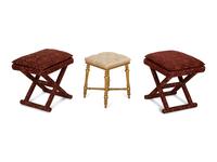 A Group of Three Upholstered Stools — 20th Century