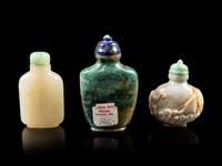Three Chinese Jadeite and Jade Snuff Bottles