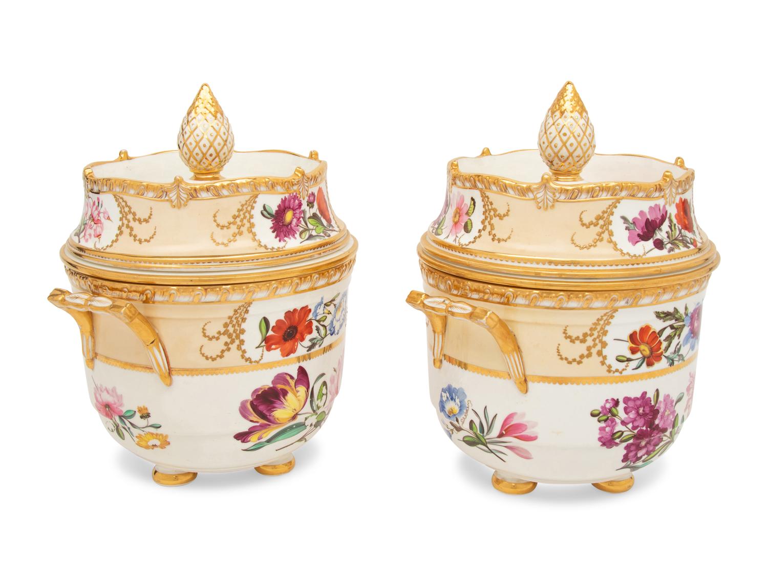 A Pair of Coalport Porcelain Fruit Coolers