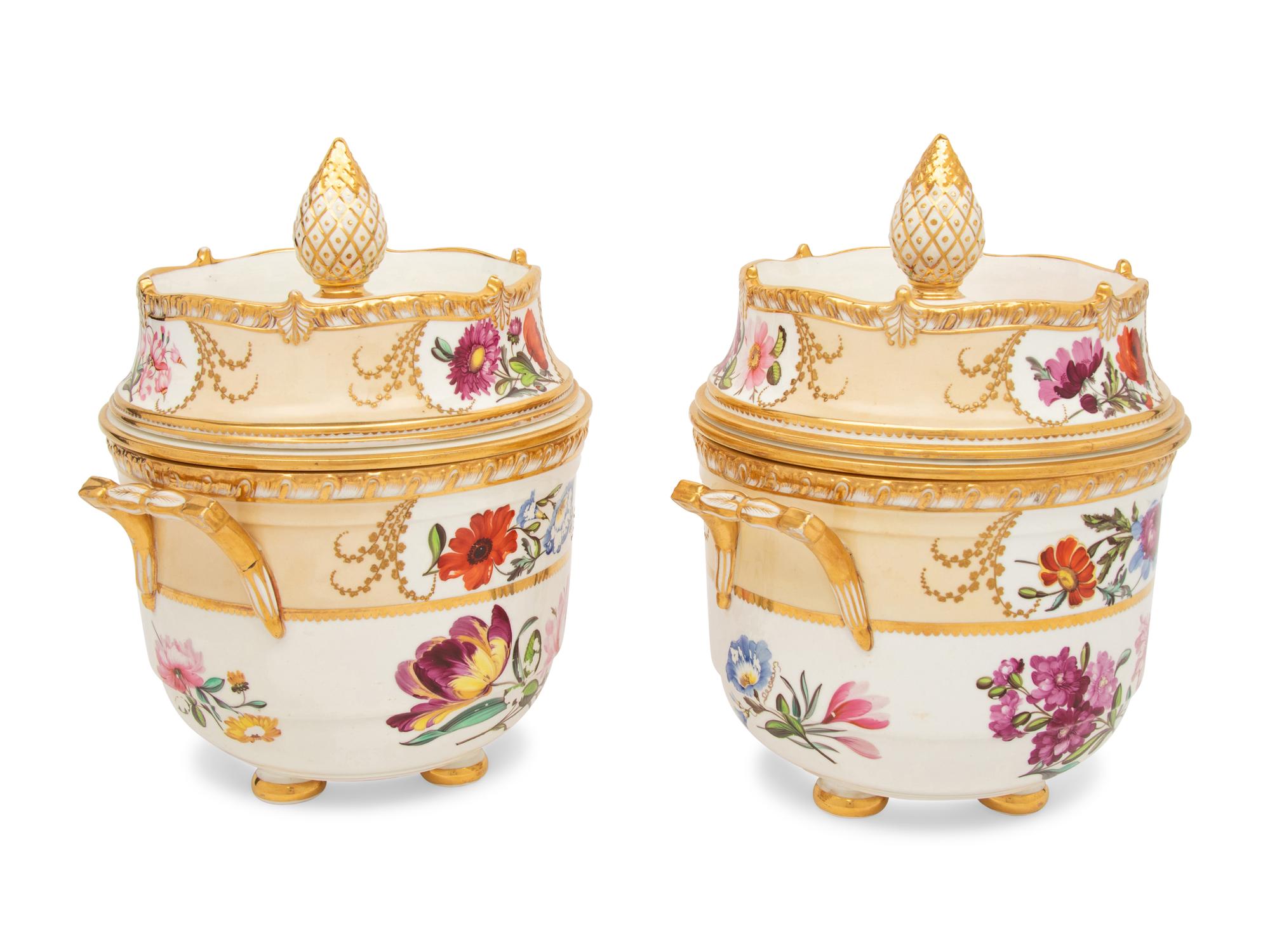 A Pair of Coalport Porcelain Fruit Coolers