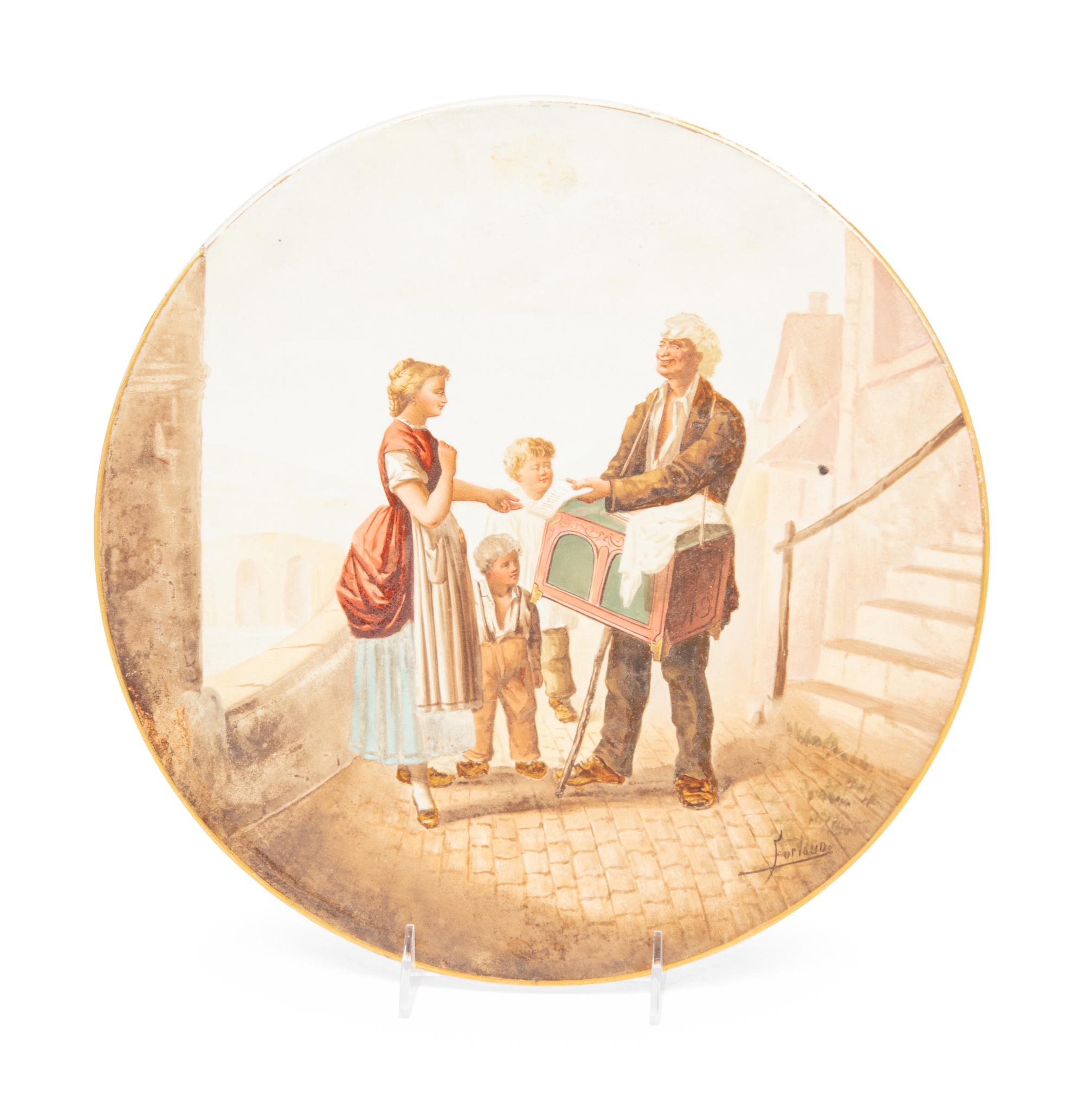 A Hand Painted Charger of an Organ Player