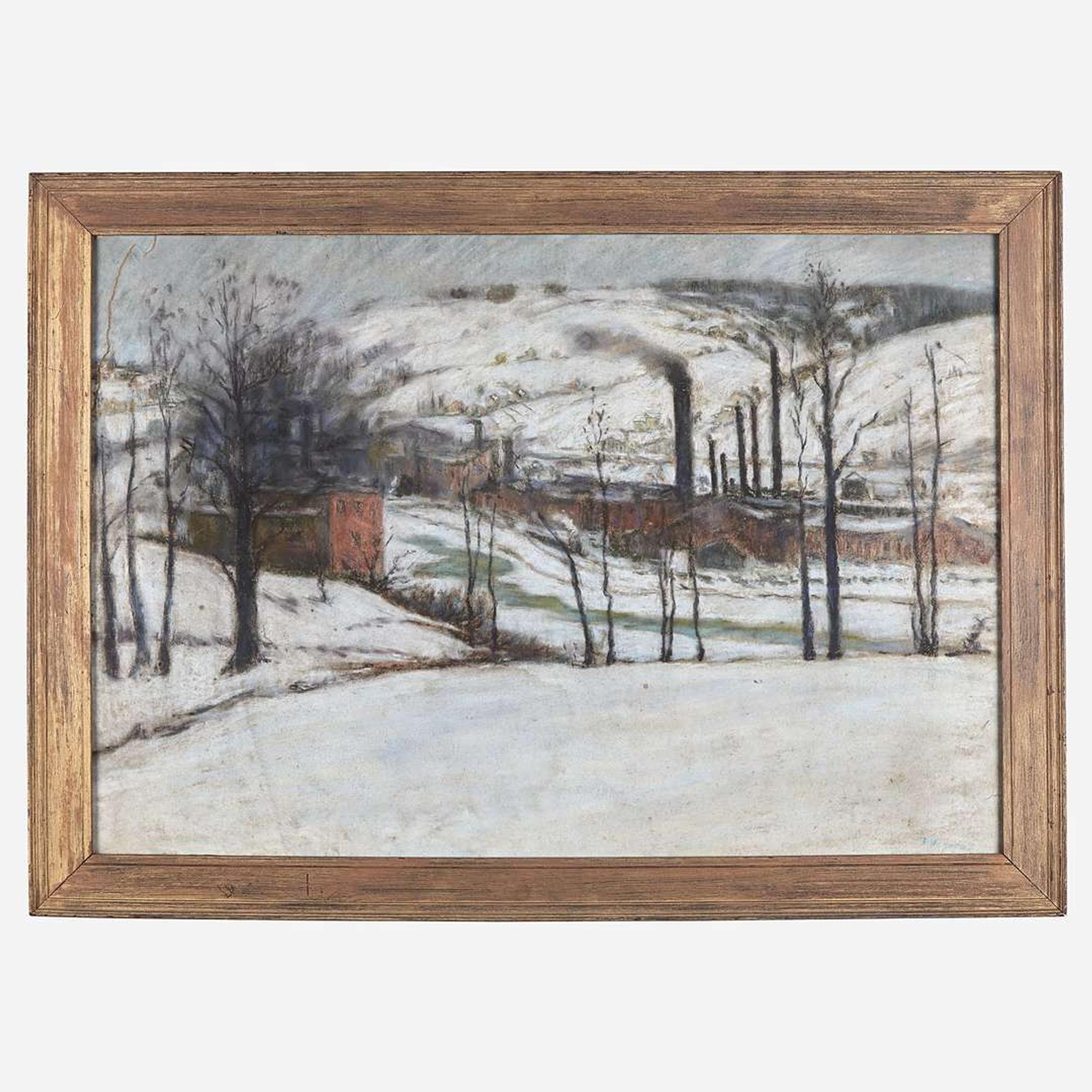 Frederick R. Wagner (American, 1864-1940) Factory in the Snow