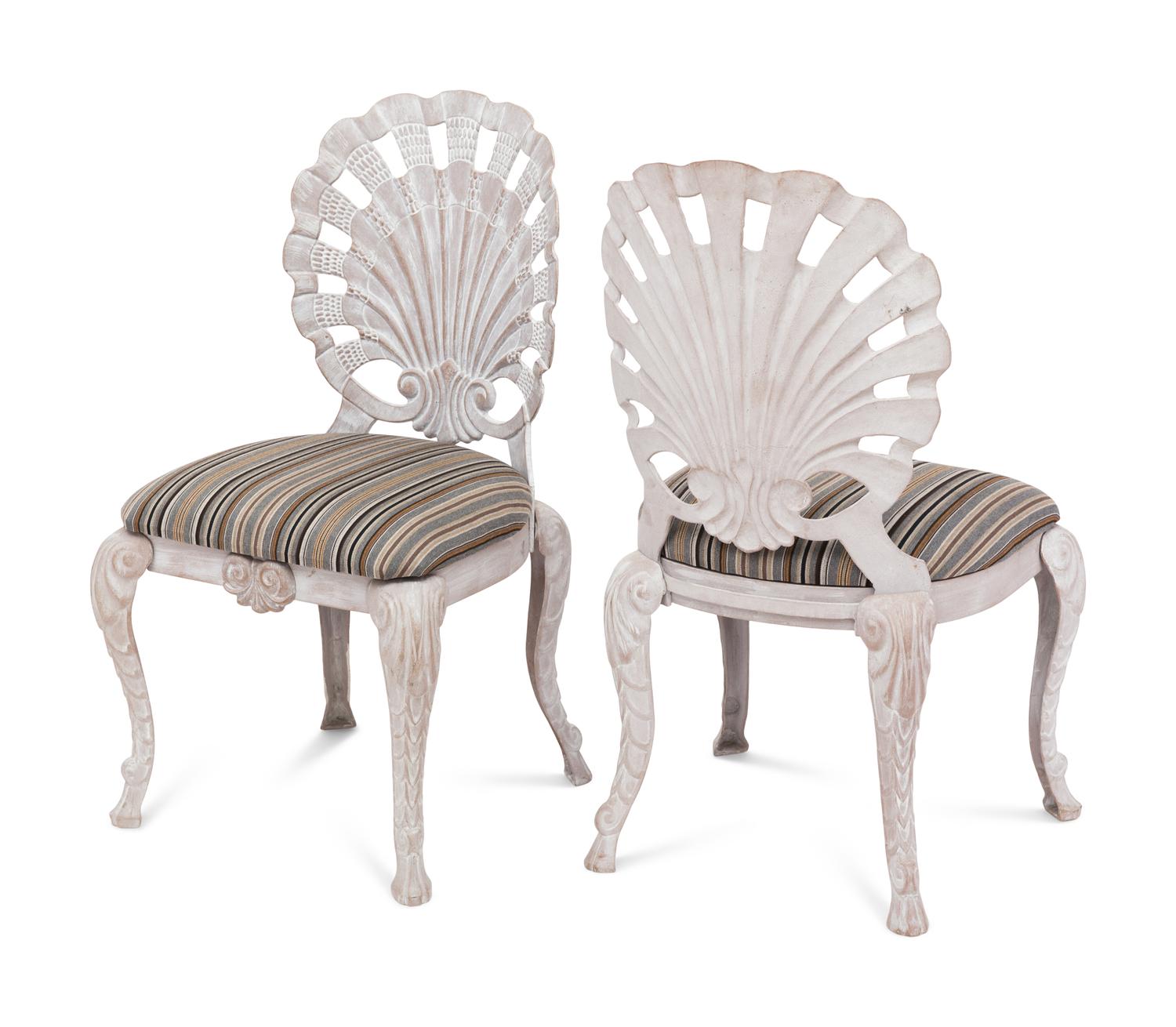 A Set of Four "Grotto" Style Cast Metal Chairs