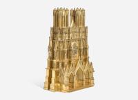 A French gilt bronze mantel clock in the form of Reims Cathedral, Pierre-Honoré-César Pons (1773-1851), Paris, second quarter 19th century