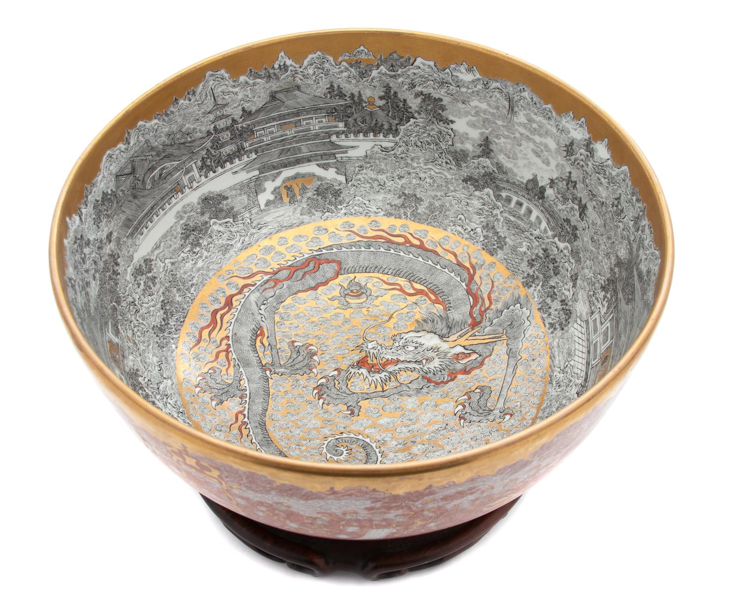 A Kutani Bowl with Stand Height 6 x diameter 12 inches.