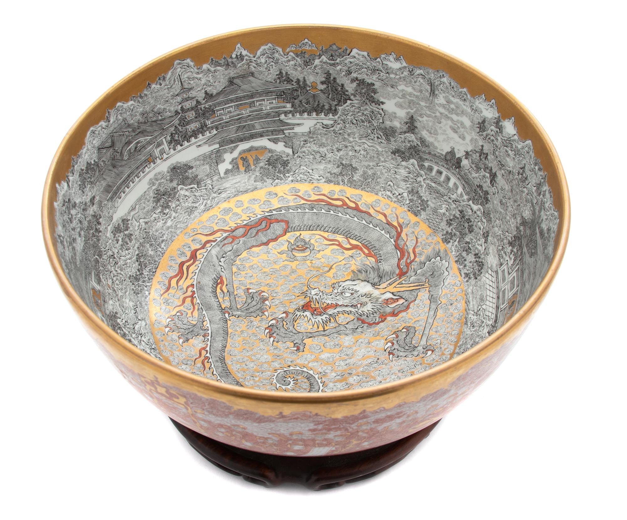 A Kutani Bowl with Stand Height 6 x diameter 12 inches.
