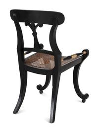 A Pair of Regency Dark Green-Painted and Parcel Gilt Side Chairs