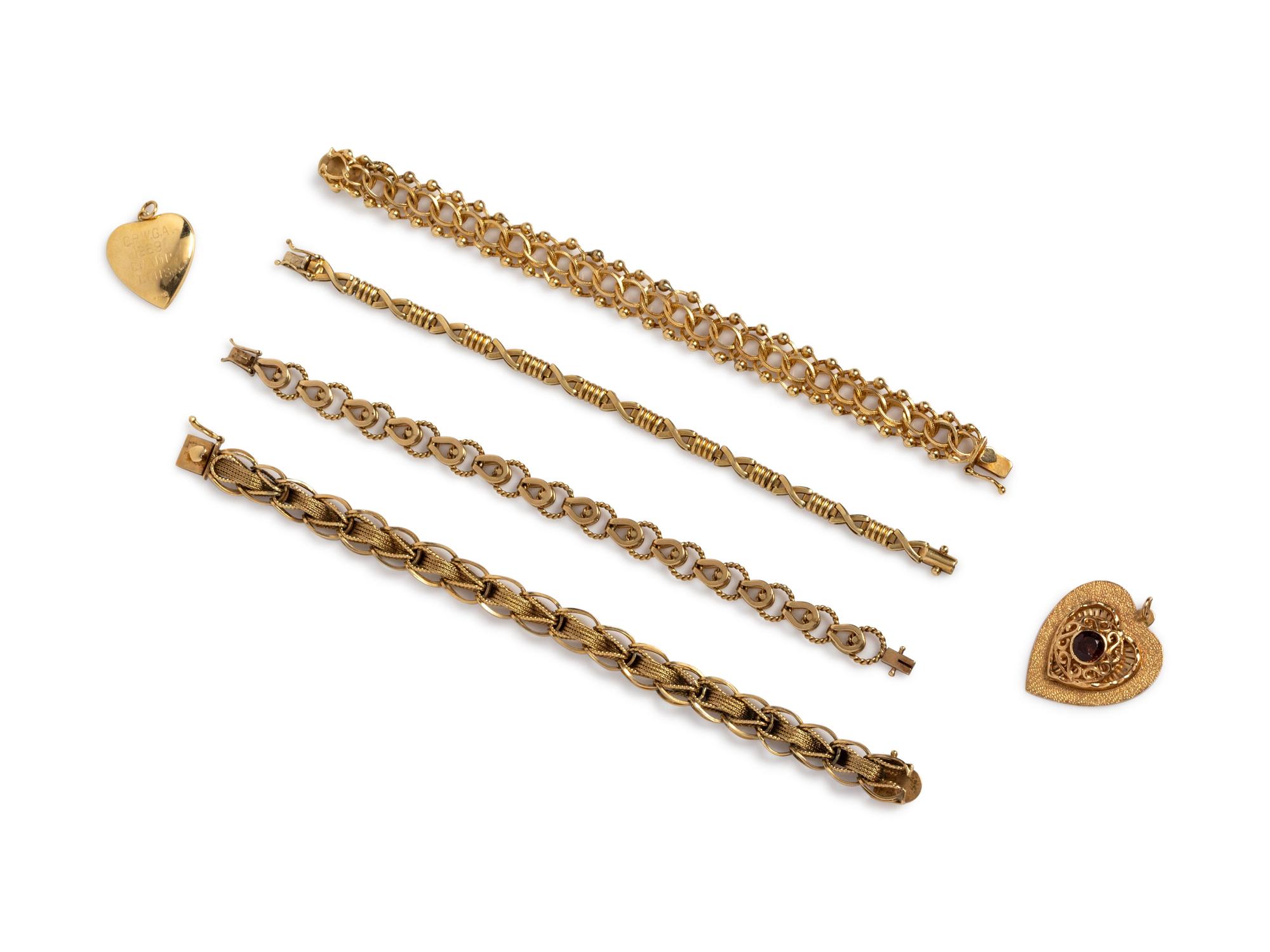 A Collection of 14 Karat Yellow Gold Jewelry,