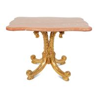 A Louis XV Style Carved Giltwood Rouge Marble Top Table