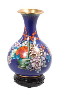 A Cloisonne Enameled Vase Height 13 inches.
