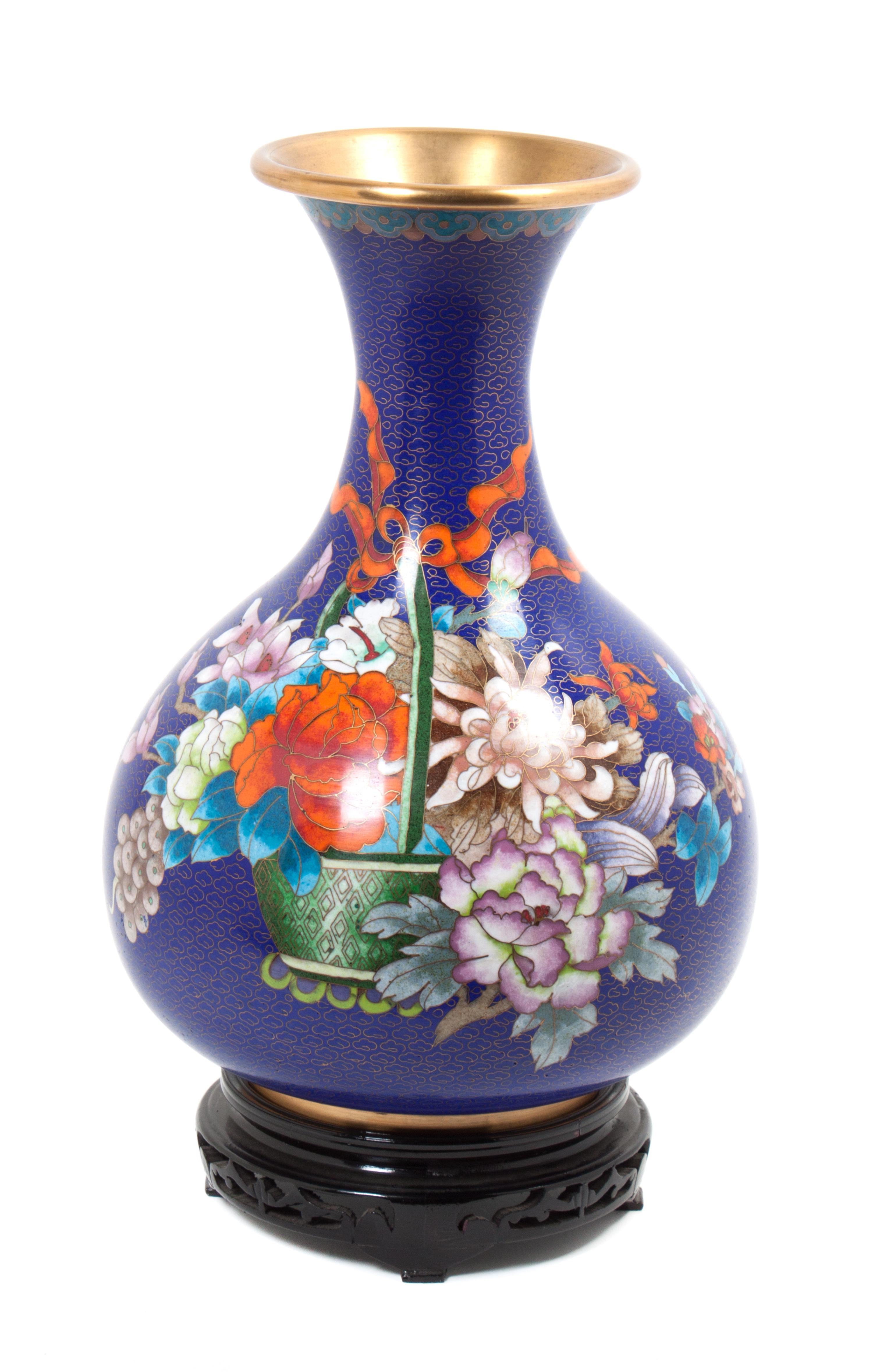 A Cloisonne Enameled Vase Height 13 inches.