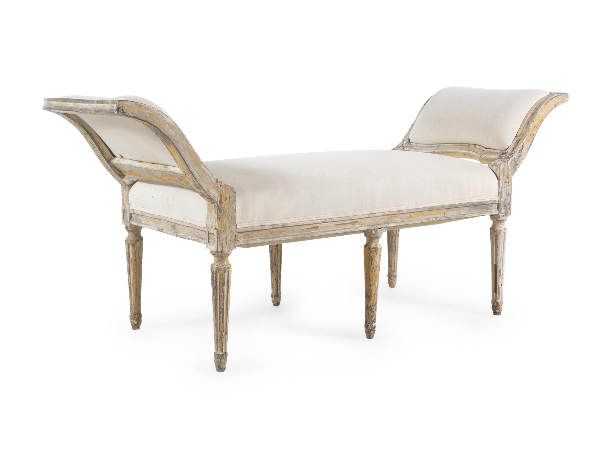 A Louis XVI White-Painted Bench
