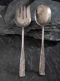 Navajo Heavily Stamped Silver Salad Server, with UITA22 Stamp