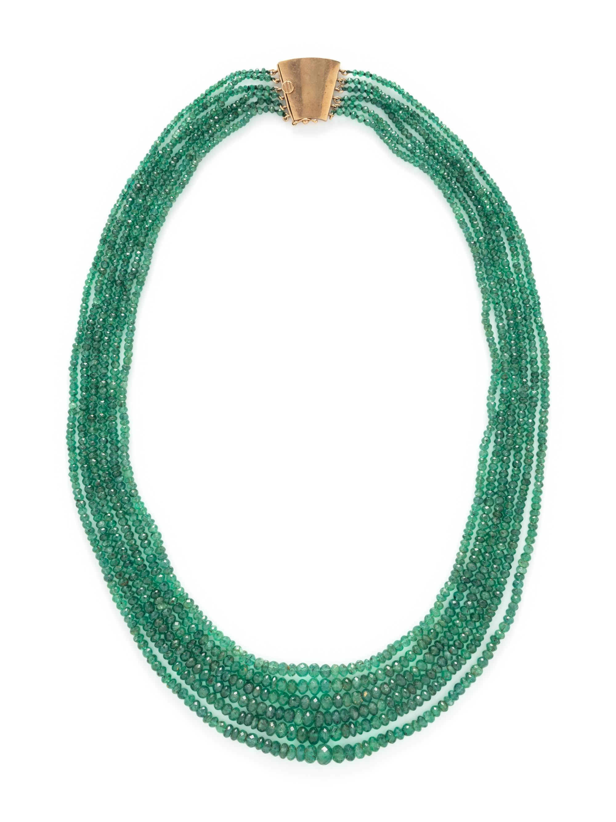 CELLINO, MULTISTRAND EMERALD BEAD NECKLACE