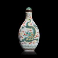 A Chinese Famille Rose Porcelain "Dragons" Snuff Bottle
